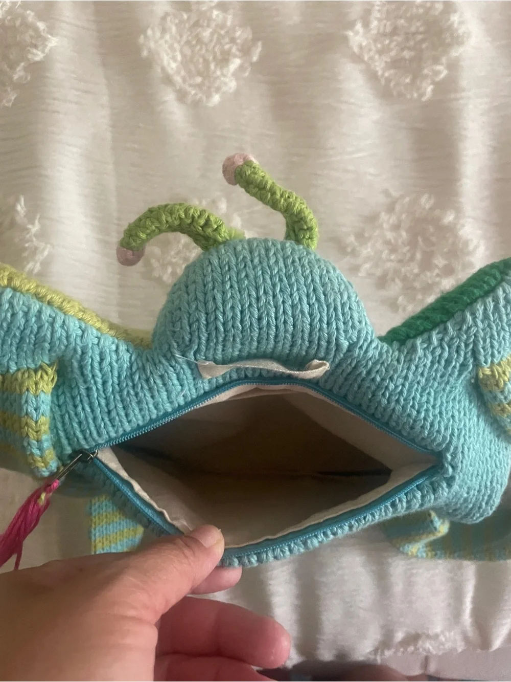 Blabla Hand Knit Colorblock Butterfly Plush Toy - Multicolor, collectible.
